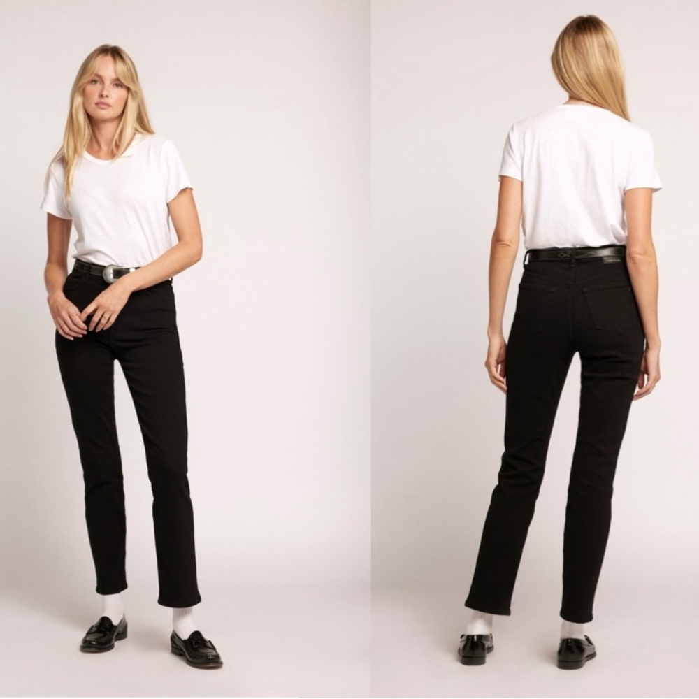 M2 Current/Elliott Womens The Soulmate High Rise Slim Straight Black Jeans
